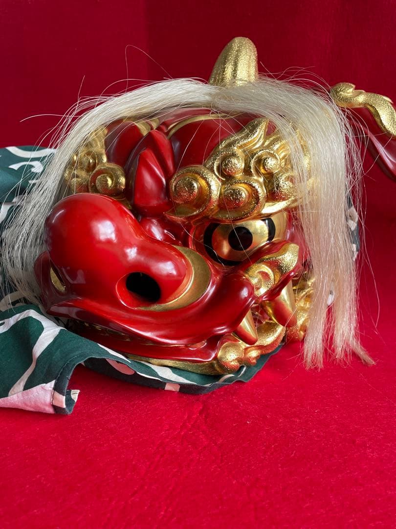 【祭り用】獅子舞 正月 早い者勝 獅子頭 伝統 神楽 木彫
