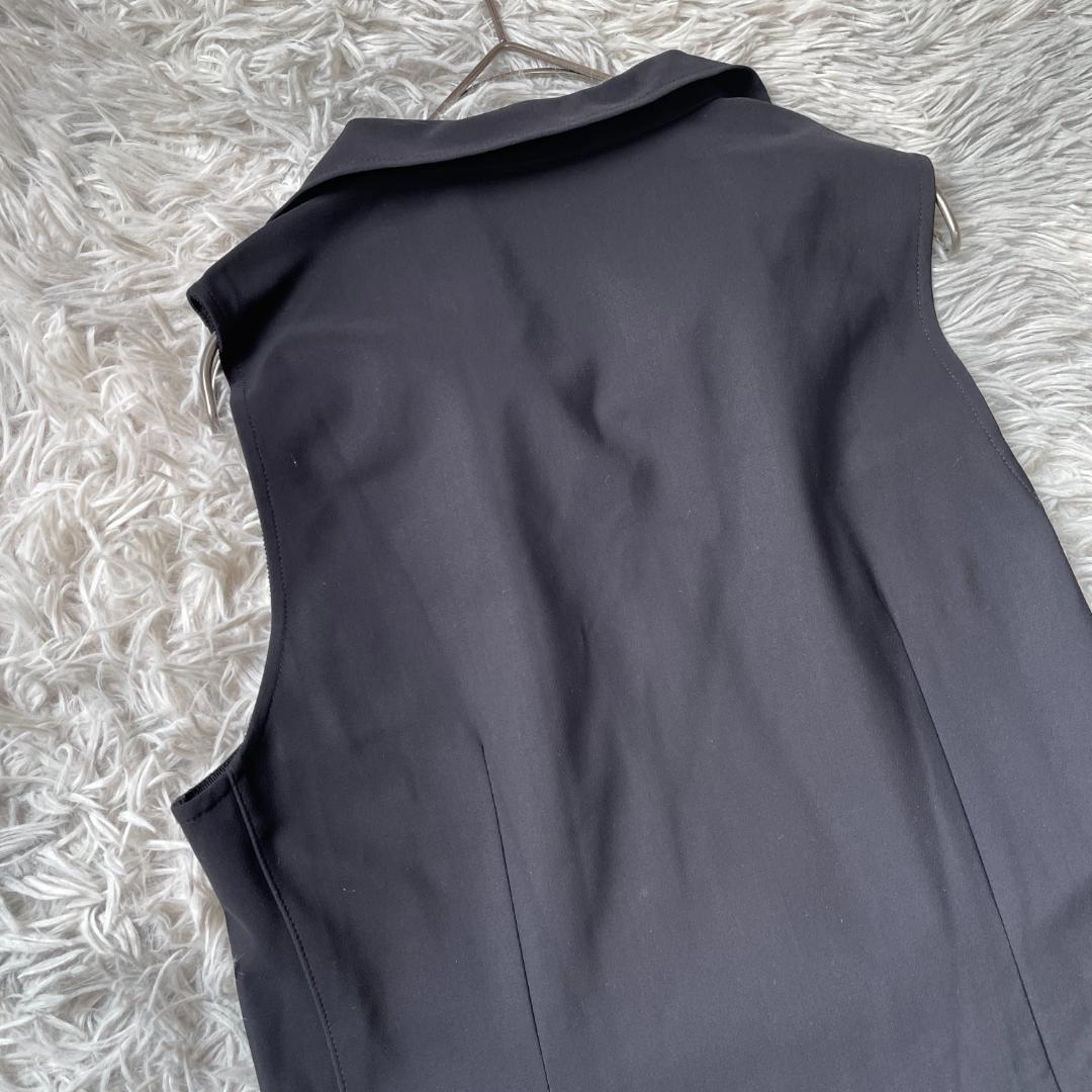 バーバリーゴルフ ノースリーブワンピース M〜L ブラック フルジップ ロゴ刺繍