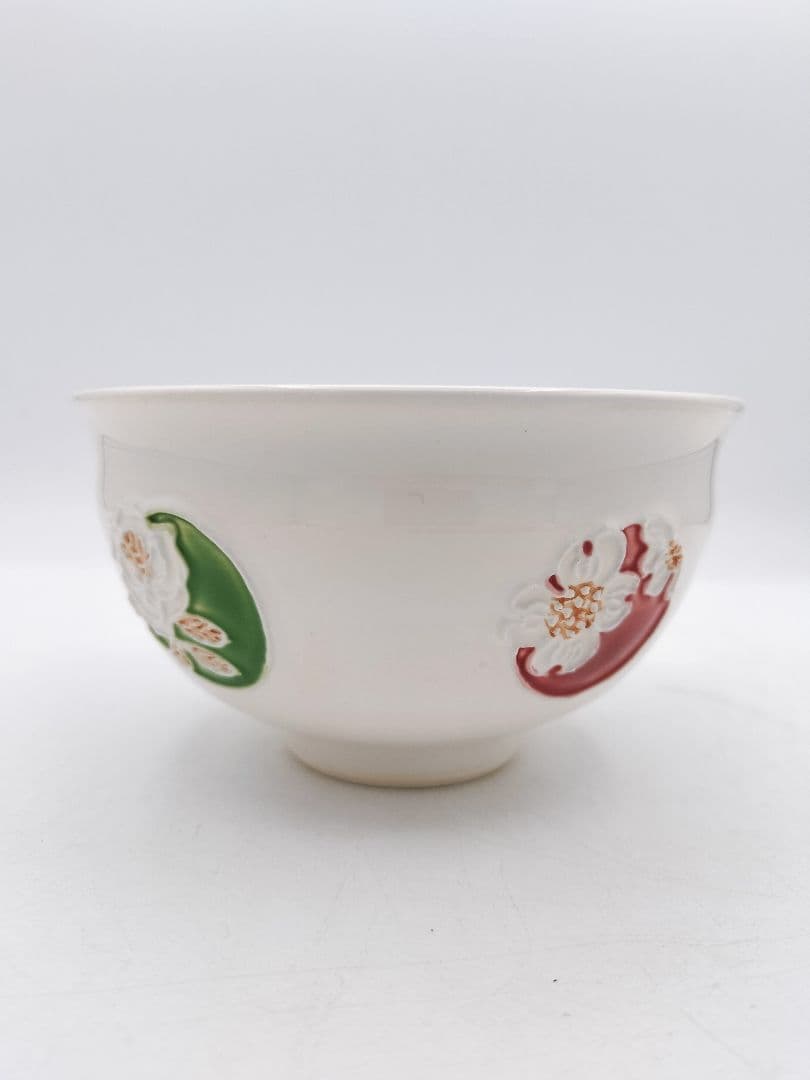 b422 茶碗 交趾 5色花丸紋 南山窯 木箱 茶道具 古物