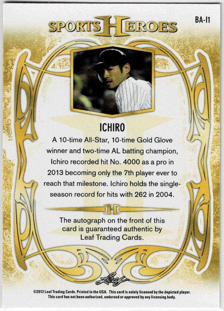 MLB☆イチロー 13 Leaf Sports 3枚限定直筆サインカード
