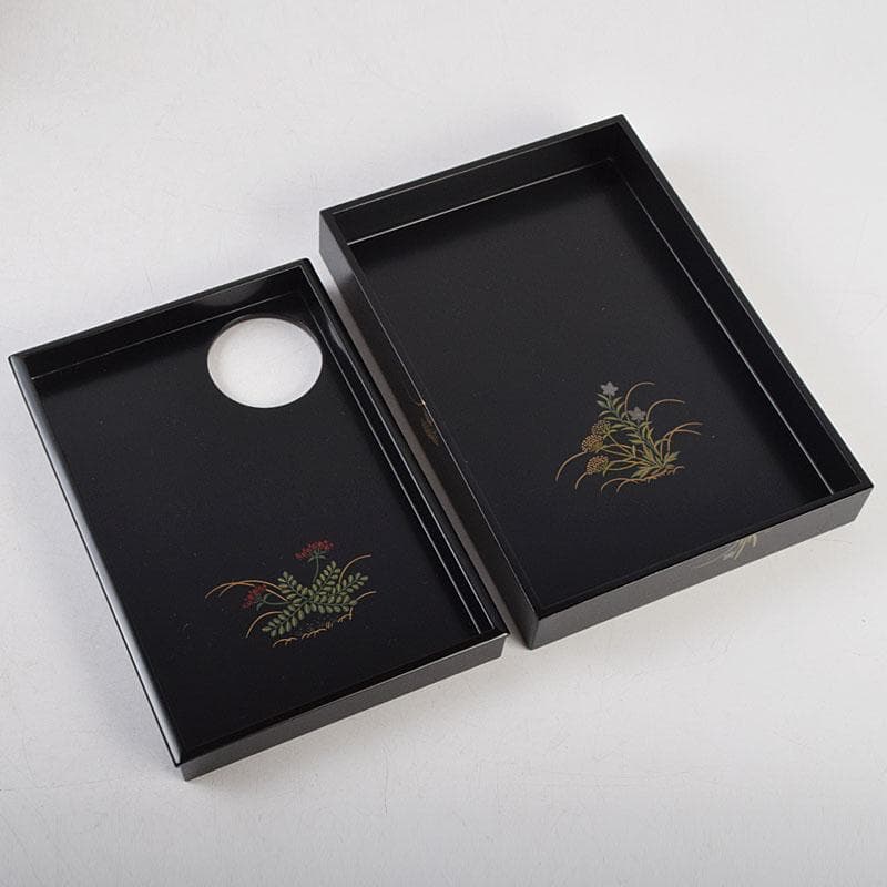 茶道具　井筒寛斉造　草花蒔絵　茶箱　茶碗　棗など　九点一式　共箱　U　R9039