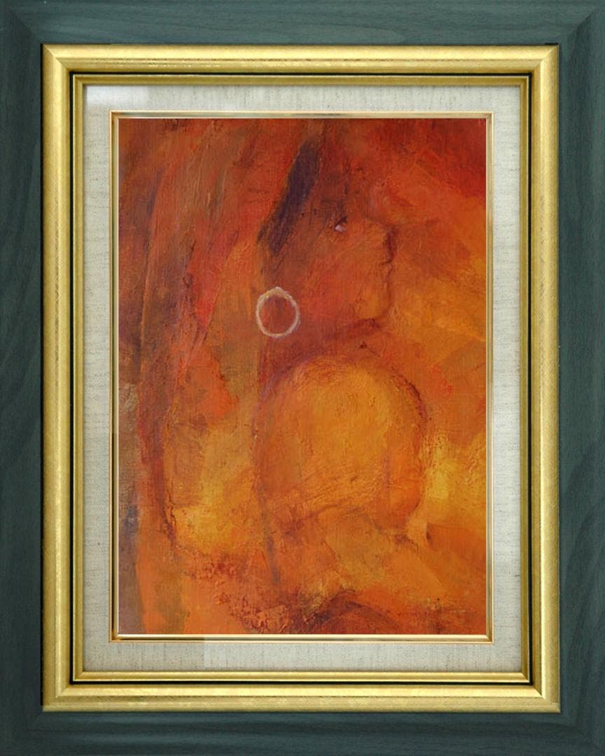 油絵 絵 絵画 インテリア 額付(銀) F4-051813 人物 女性像 母と子