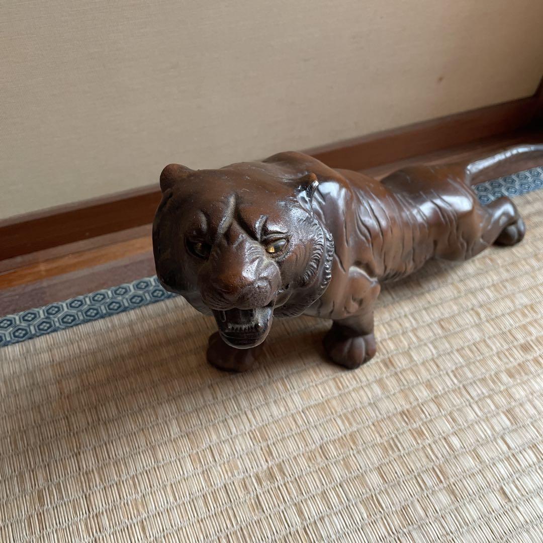虎　ヒョウ　置き物　古美術