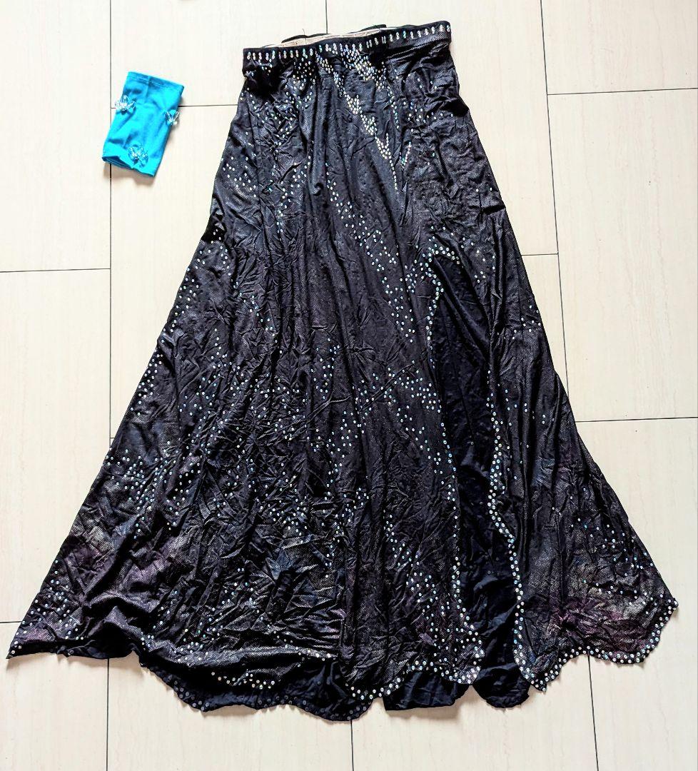 ベリーダンス 衣装 ターコイズ ブルー エメラルド グリーン ブラック 黒