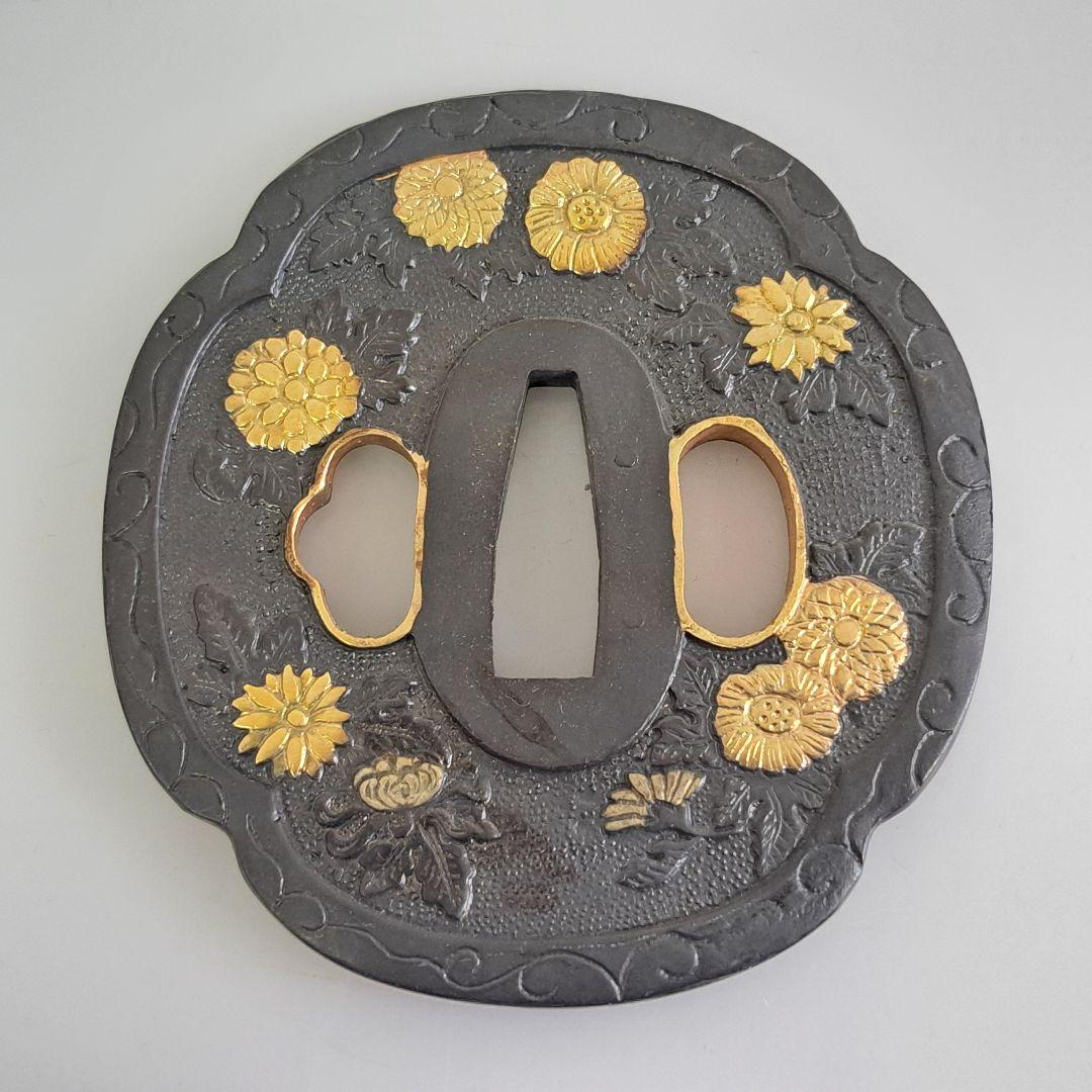 飾り鍔 3点セット 台付 透かし鍔 刀装具 Mナ