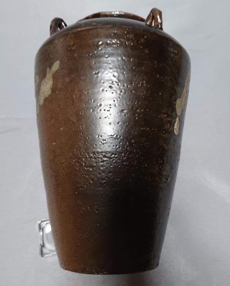 旧家蔵出し　高麗期　　黒高麗　四耳壺