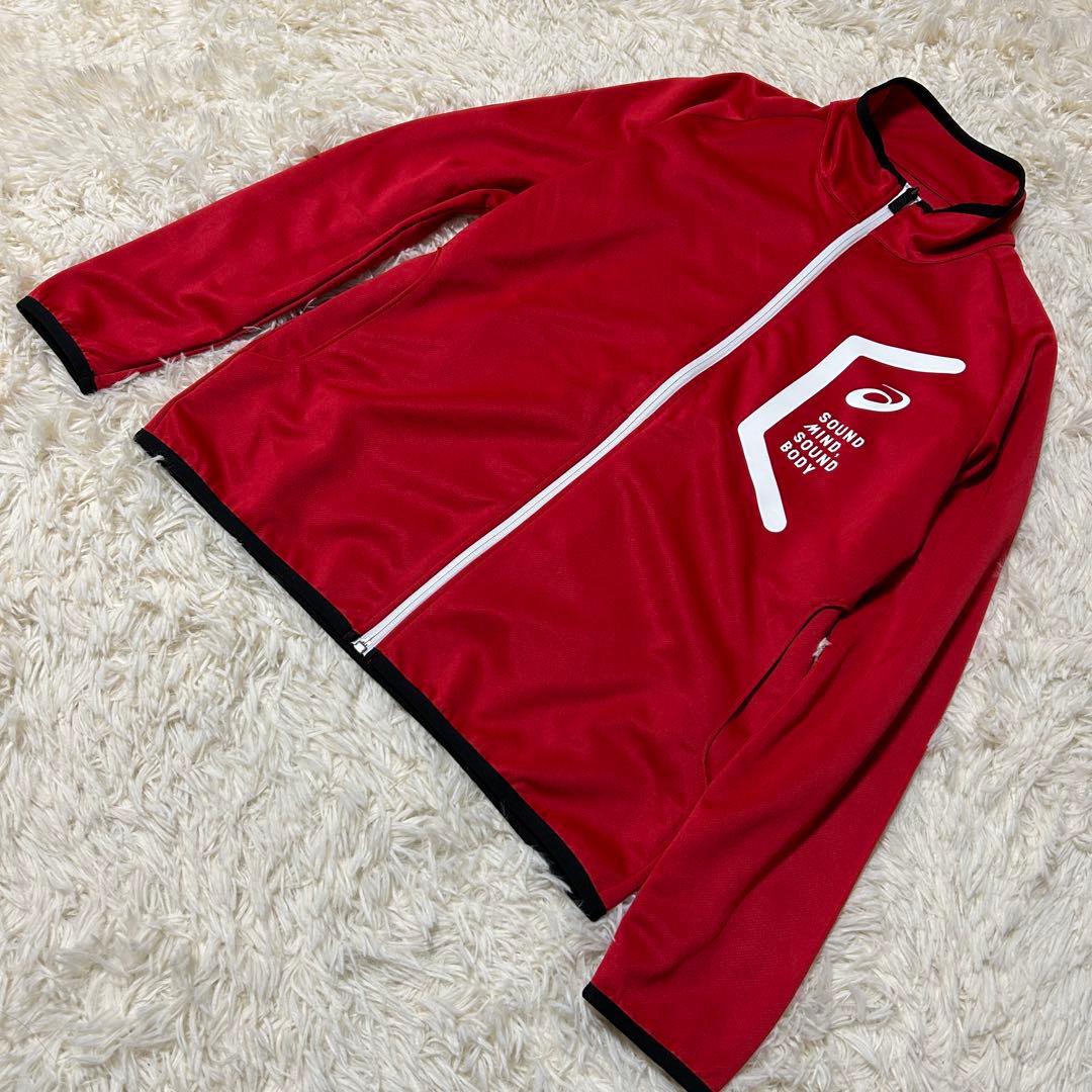 アシックス　asics ジャージ　上下　セットアップ　レッド　ブラック　XS