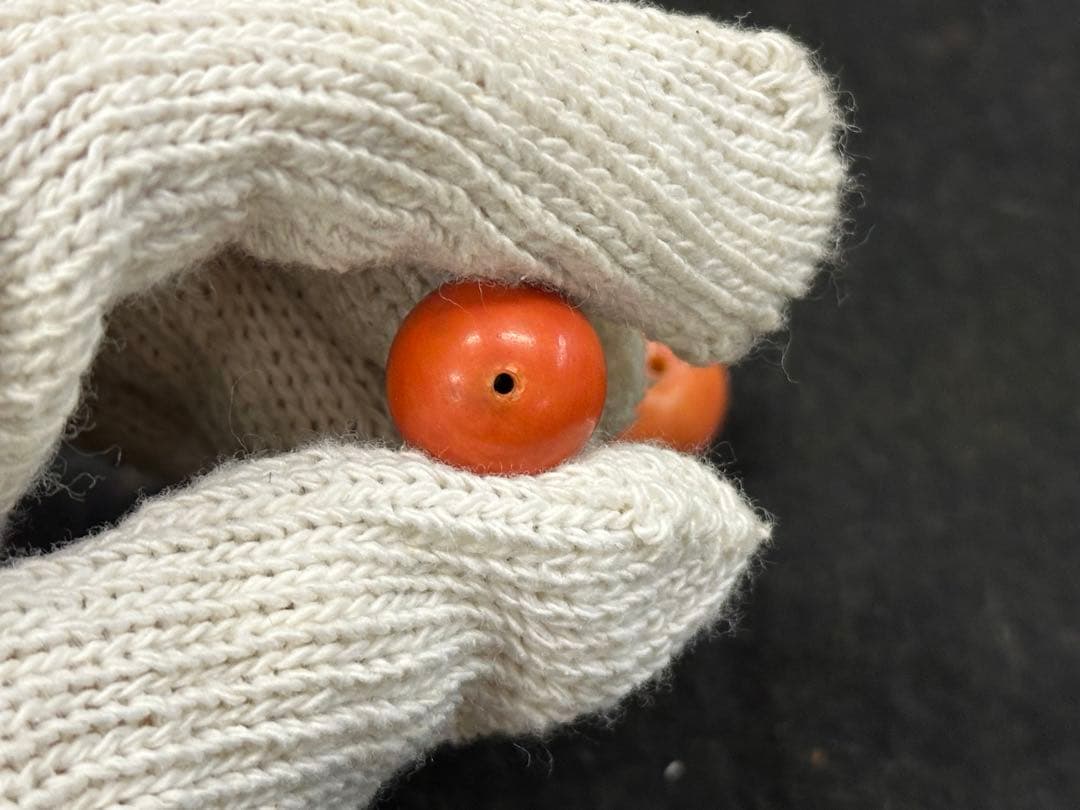 本珊瑚玉4 點 赤珊瑚珠子 根付 和服小物 數珠 珊瑚丸玉 珊瑚珠子