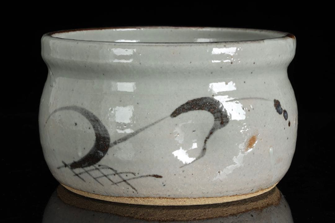 絵唐津 利右衛門銘 建水 在銘 共箱付 茶道具 唐津焼 時代物 古美術 骨董品