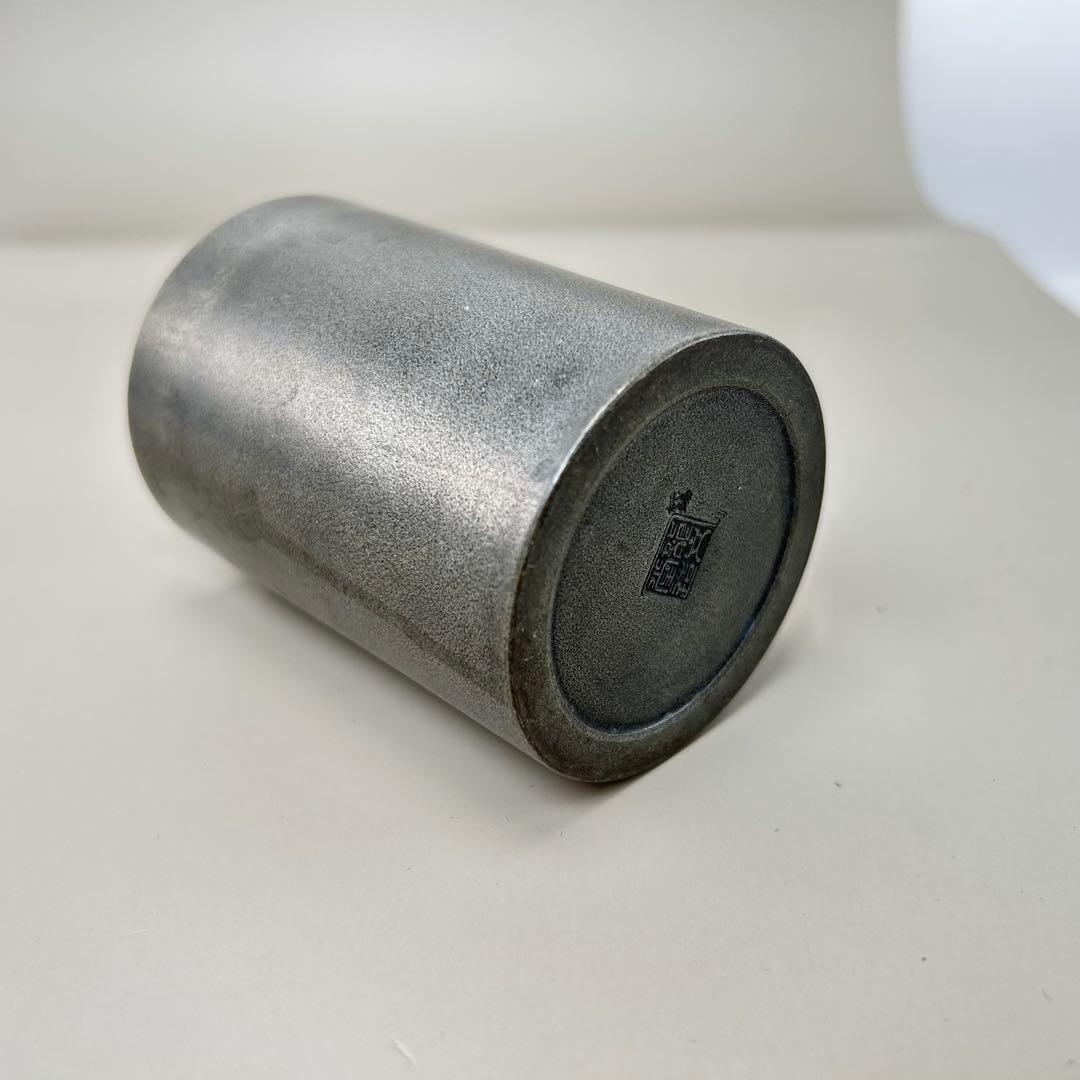 A001龍文堂 純錫 茶筒 茶入れ　茶道具　約284g