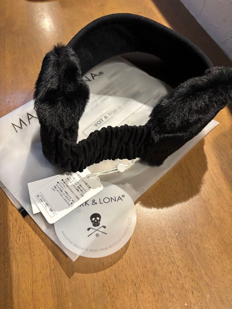 ゴールドロゴMARK &LONAモコモコあったかファー付バイザー ブラックレア品