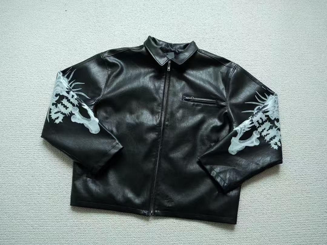 レザージャケット ドラゴンプリント 黒