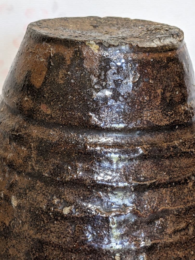 ♦種子島焼 古陶磁 江戸時代 算盤形瓶 花瓶 琉球陶芸 珍物レア物 古美術骨董品