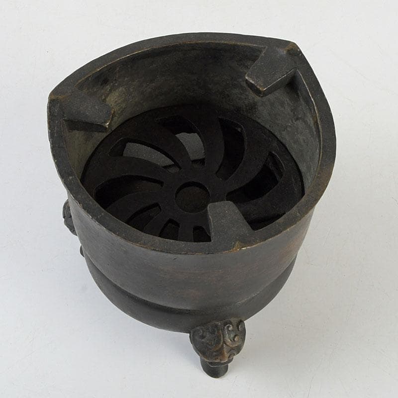 茶道具　古銅　鬼面　涼炉　香炉　在銘　Z　9628