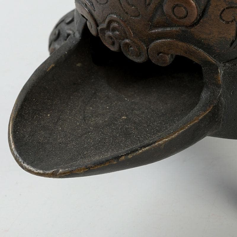 茶道具　古銅　鬼面　涼炉　香炉　在銘　Z　9628