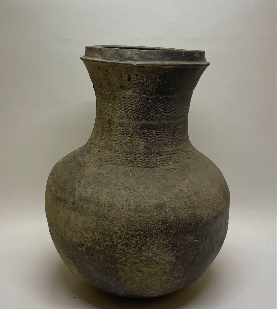 須恵器　波状文広口壺　古壺　胡麻垂れ　花入 　　　k299