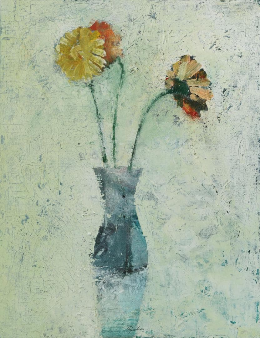 油絵 菅家令子 絵 絵画 インテリア 額付(白) F6-030501 花