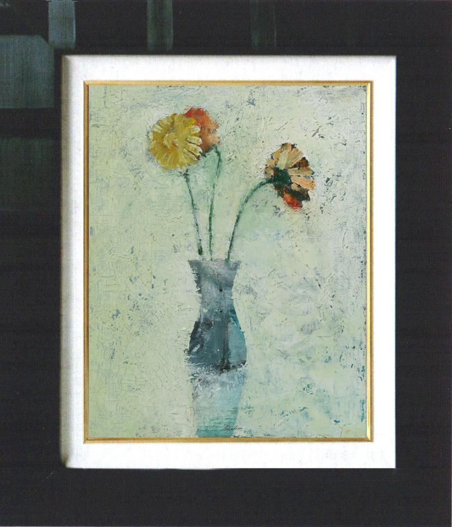 油絵 菅家令子 絵 絵画 インテリア 額付(白) F6-030501 花