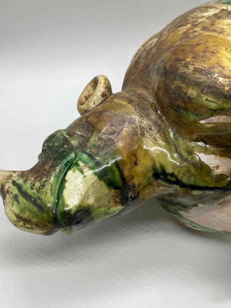 唐時代　唐三彩犀牛　極上品　【旧家旧蔵】　希少貴重　唐物(B-72)