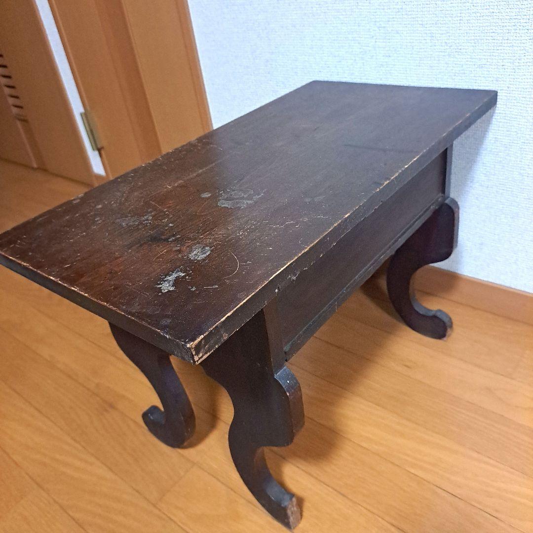 木製文机 ダークブラウン 引き出し付き