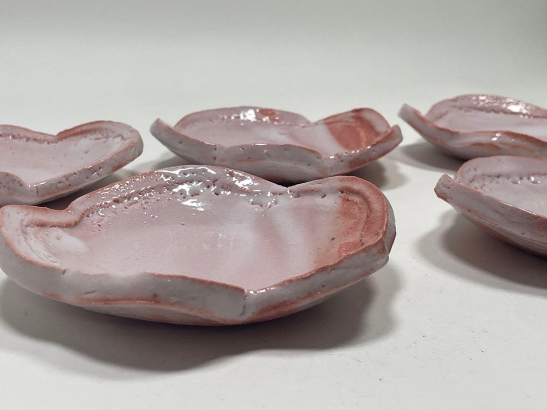 【和食器】　林正太郎　『絵志野梅形銘々皿』5枚　共箱　小皿　菓子皿