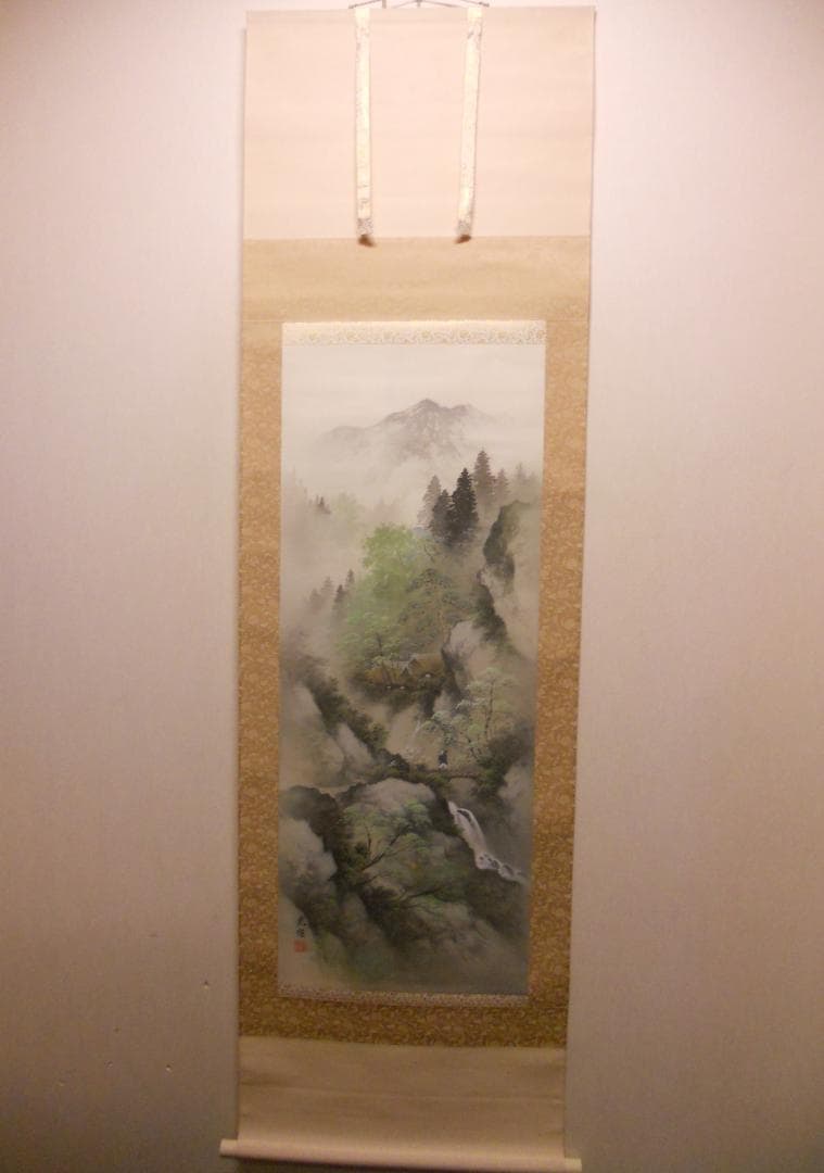 掛け軸 小島光径 『 山渓 』 絹本 希少 軸装 茶道具 掛軸 美品 です。