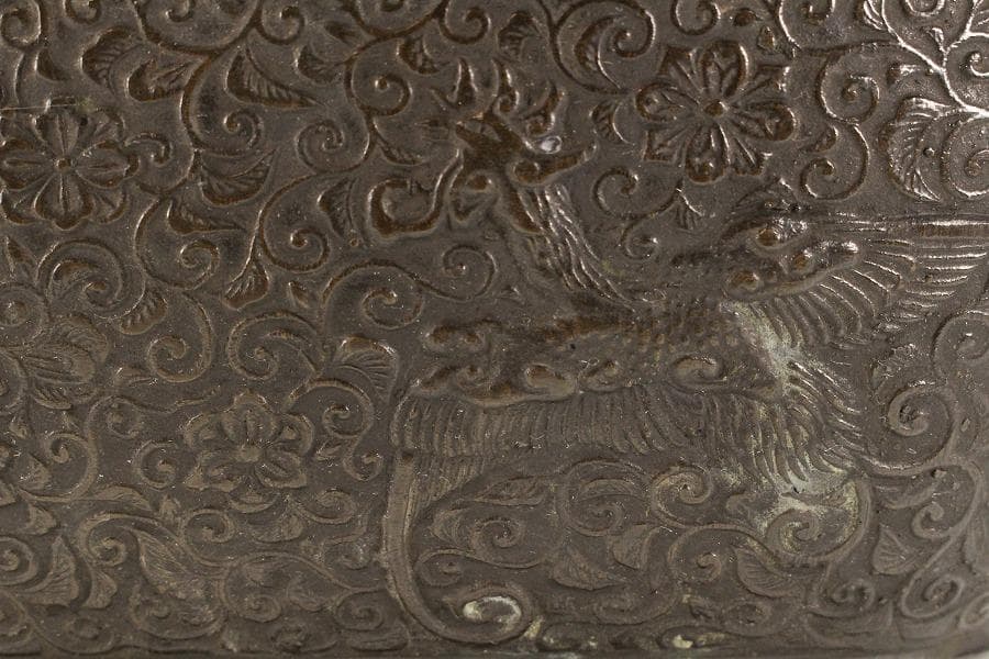 古銅 饕餮紋 双耳 四方 瓶掛(K-LC697)