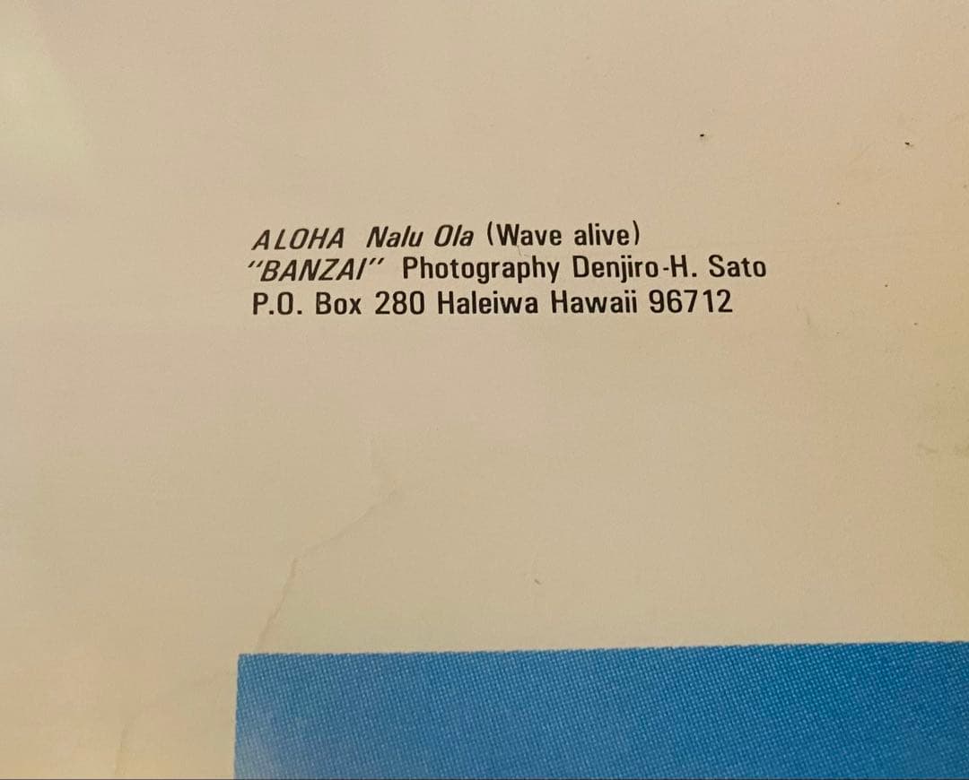 佐藤傳次郎ポスターALOHA Nalu Ola サイン入り大型希少HAWAII