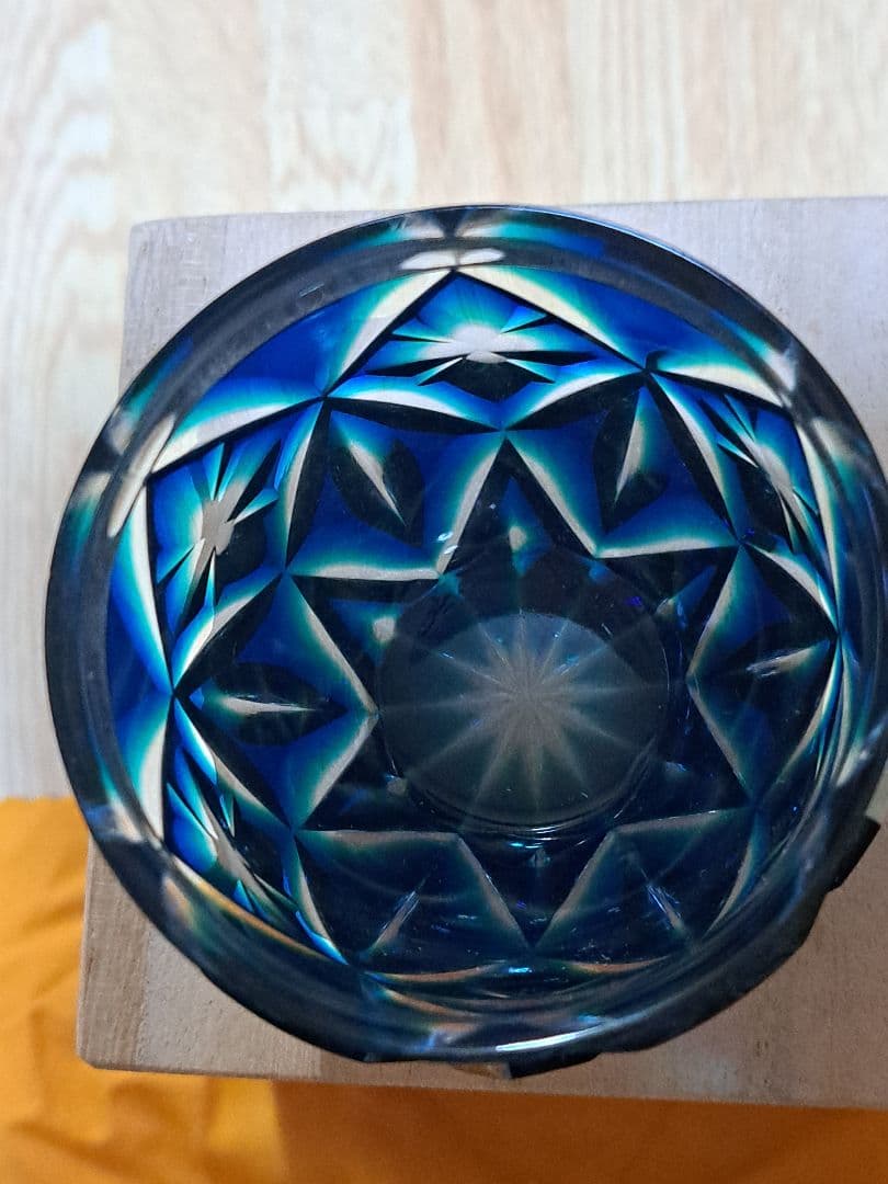 新　島津　薩摩切子　切子猪口　新品未使用　薩摩ガラス工芸