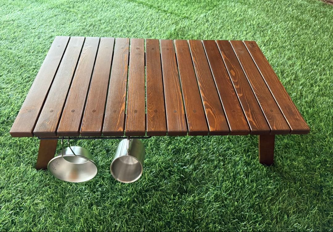 木製折り畳み式アウトドアテーブル【カラー:ウォルナット】