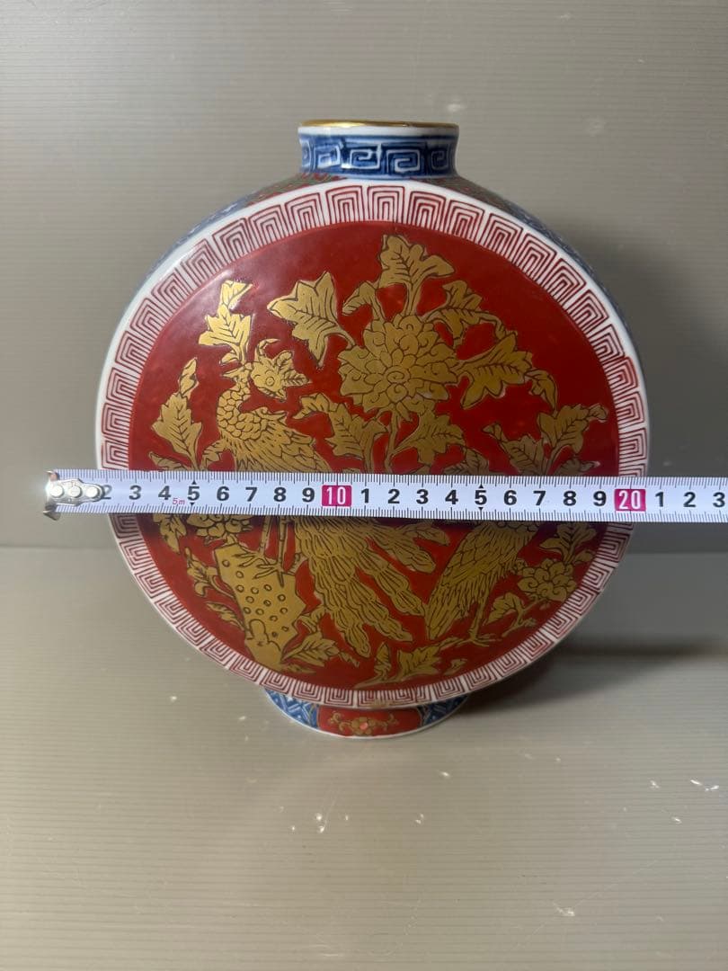 2553  金襴手　赤絵花鳥文　花瓶