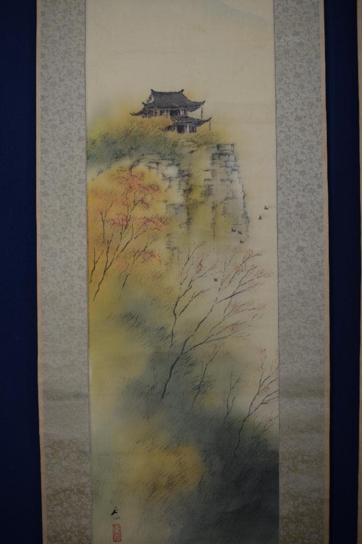 【真作】服部石仙/春夏秋山水図/三幅対/掛軸☆宝船☆Y-989　JM