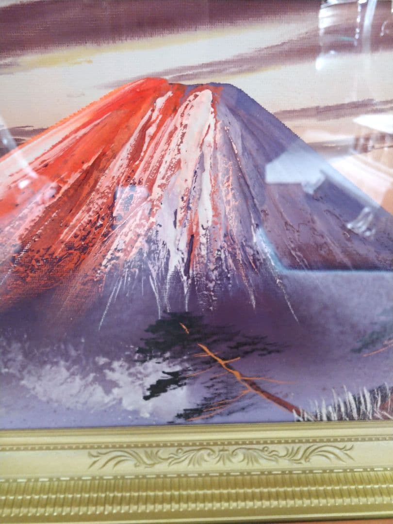 赤富士、立体赤富士、赤富士額、和室用額、縁起絵画、赤富士絵画