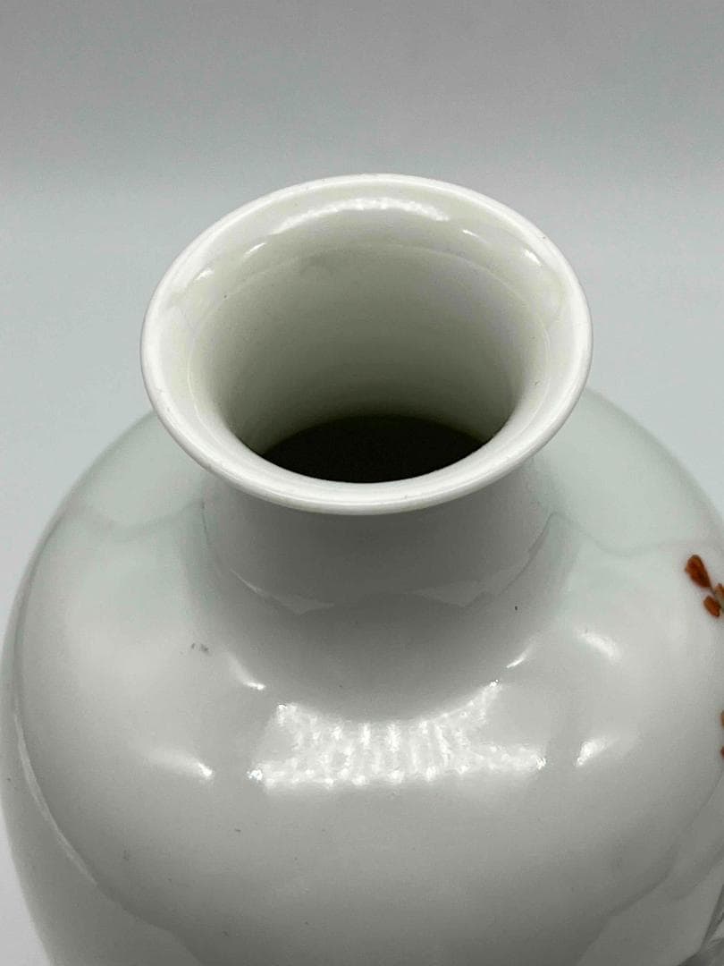 清康熙時代 【康熙年製】在銘　粉彩花鳥文瓶 琺瑯彩 花瓶 花器(A-76)