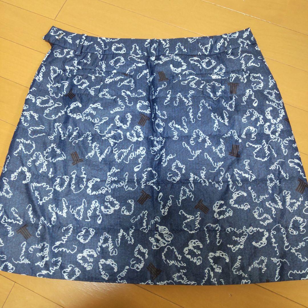 【美品】ランバンスポール 中綿 ダウン スカート M ブルー デサント