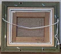 【真作】絵画　長生玲子　油彩3号　五十沢の春　茅葺き古民家と桜が彩る郷愁　Y86