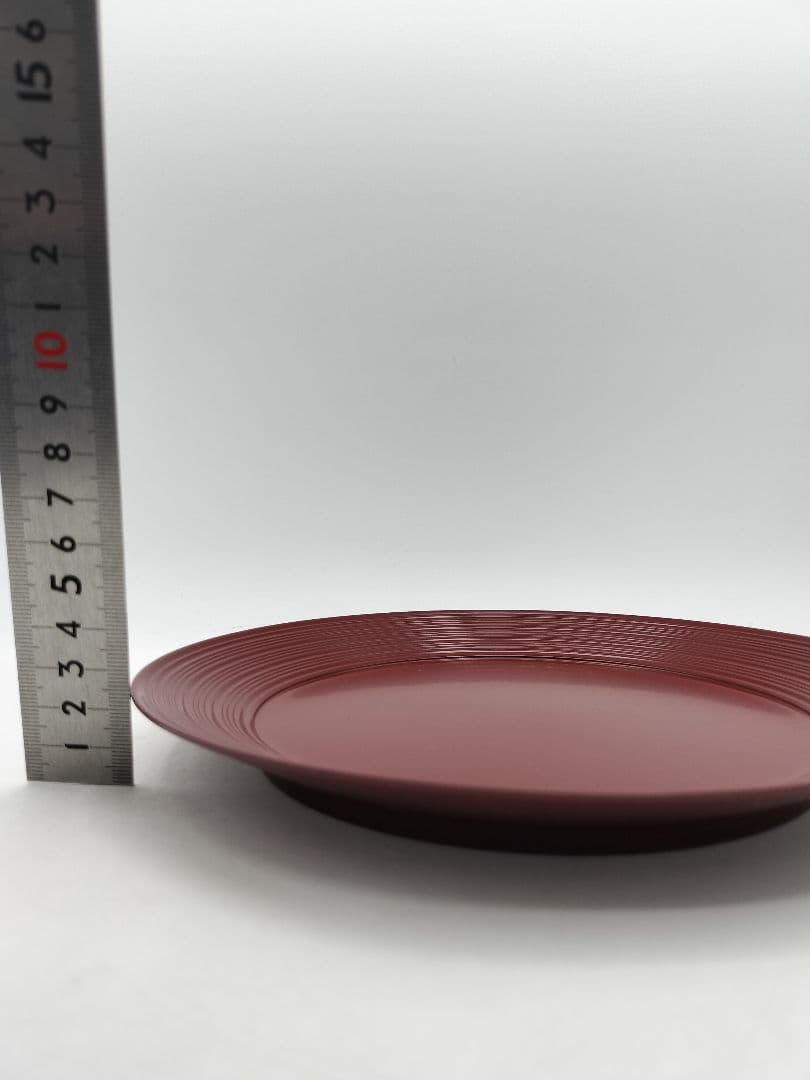 c905 銘々皿 臨済寺型 朱色　10枚セット　木箱 茶道具 古物