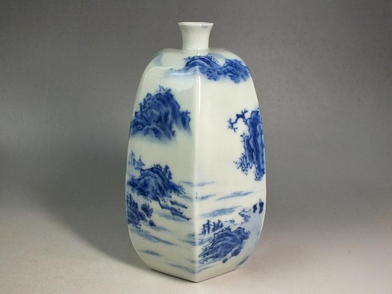 ☆ 平戸焼 染付六角徳利 江戸期 ☆A11