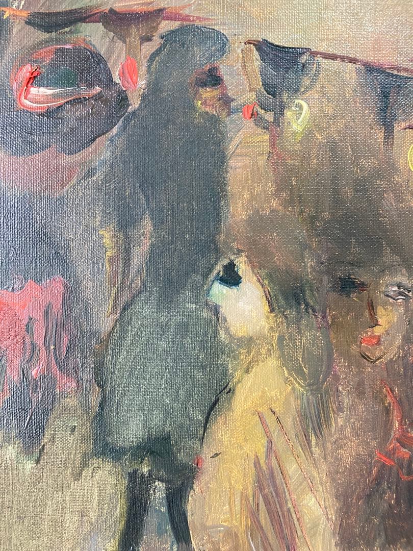 【真作】織田広喜「コーヒー店」油彩3号 直筆サイン 二科会 アンニュイ 絵画