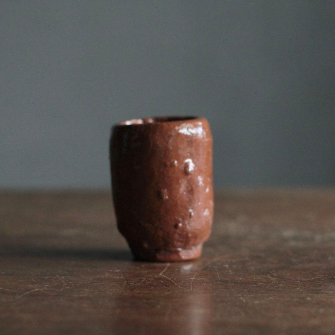 手びねり 赤楽 筒盃 酒器 ぐい呑み 古道具 アンティーク