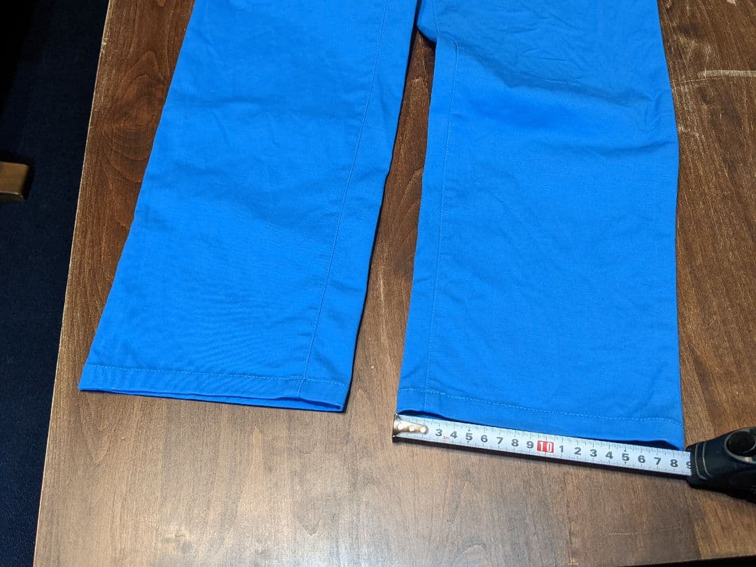 ビームス　ゴルフ　ロングパンツ　ベルトデザイン　ウエストゴム　ストレッチ　青