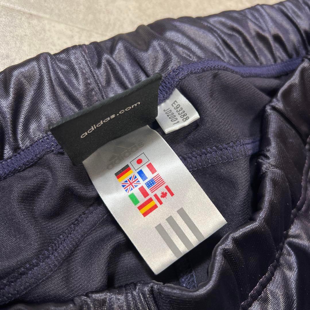 美品✨　オールド　アディダス　トラックパンツ　ワイド　テクノ　光沢　パープル　L