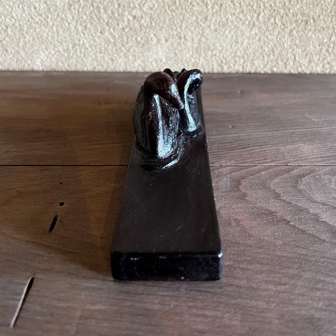 会田富康　會田富康　鳥　白鳥　金工　共箱あり　黒　親子　夫婦　23.4.21