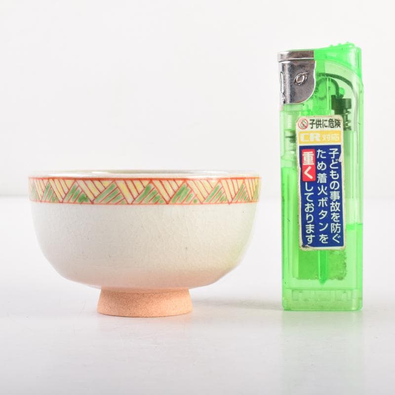 煎茶道具　北村和善作　御室焼　御本手　煎茶碗　五客　共布共箱　V　7030