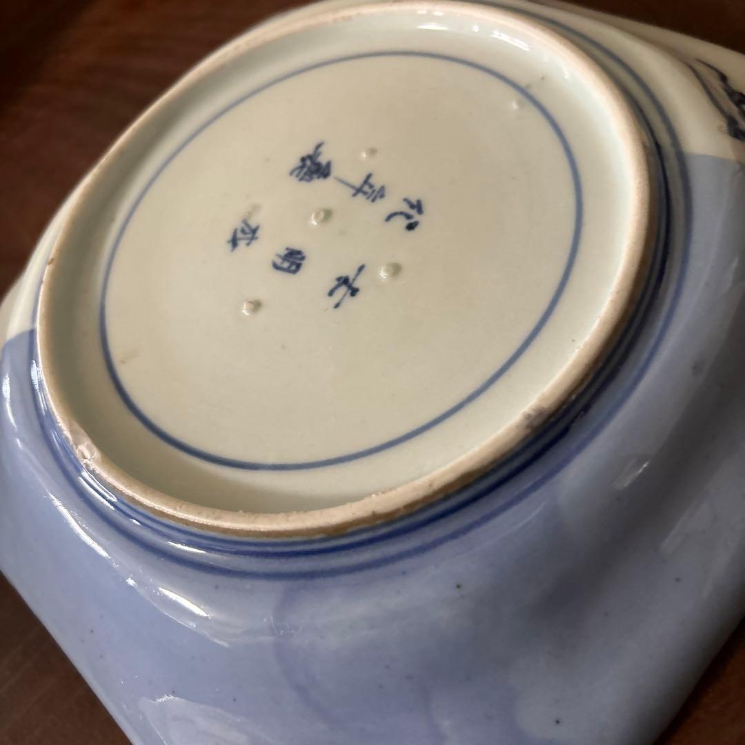 古伊万里染付 角皿 アンティーク　白磁　李朝　骨董　古道具　李朝