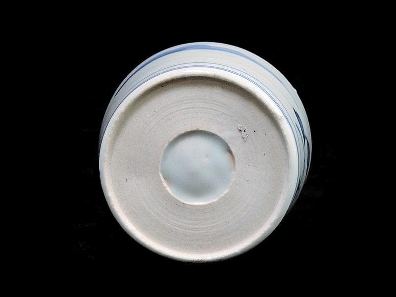 古伊万里　染付　笹に牡丹の図　蕎麦猪口　A899AS-CDg