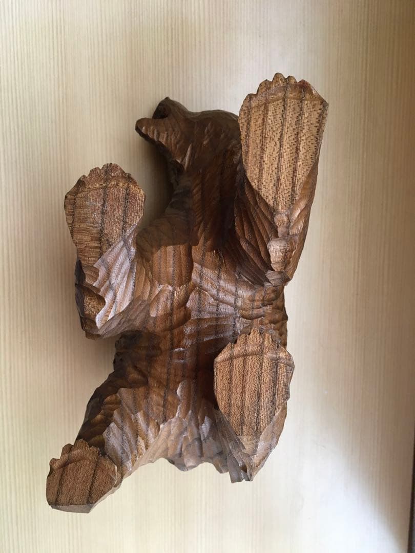 木製クマ彫刻置物⚫︎木彫り熊⚫︎堀井民芸作⚫︎石狩神代木⚫︎ビンテージ