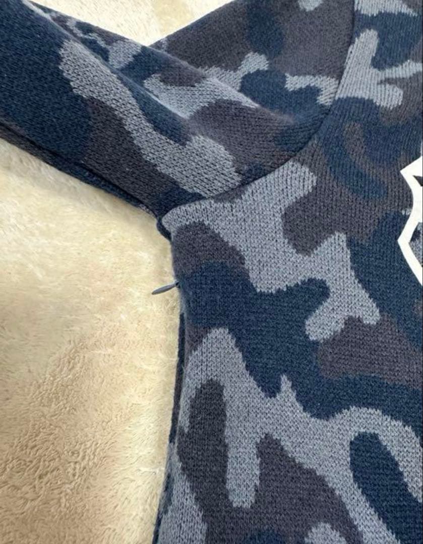 パーリーゲイツ　カモフラ柄　レディースニットブルゾン　防寒アウター