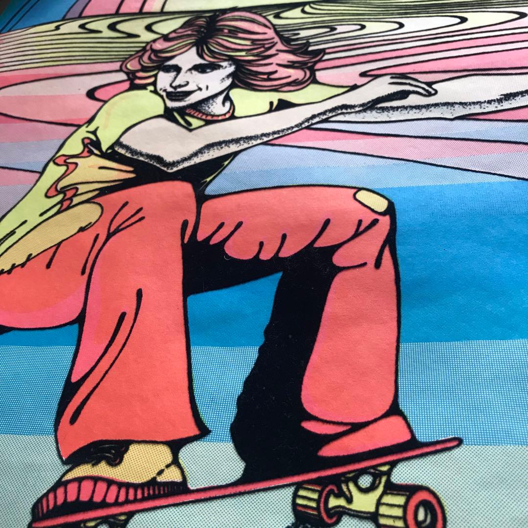 レア スケボー ビンテージ ポスターサイケ 70s  ブラックライト フロッキー