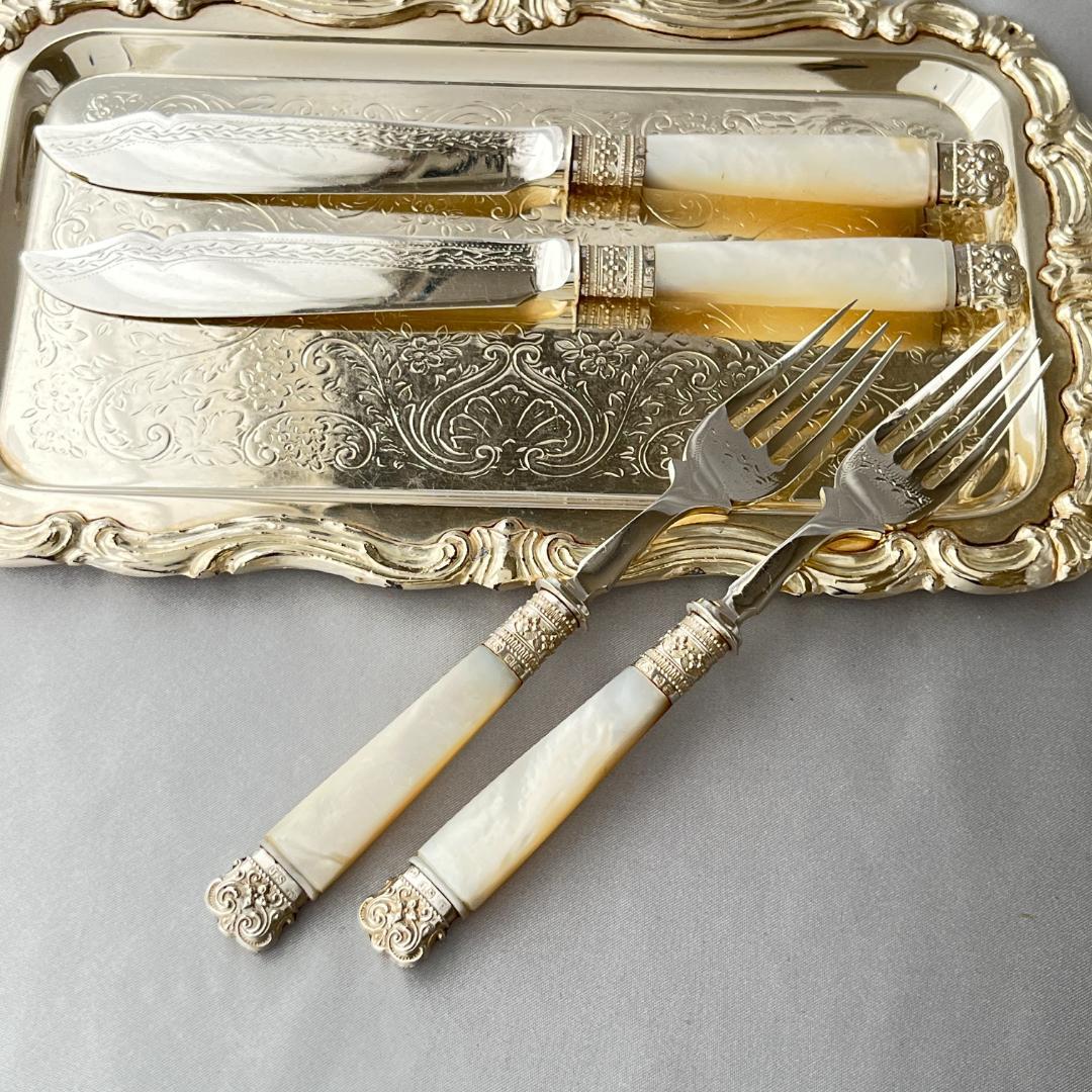 【John Sanderson】【白蝶貝/純銀継手エンド】カトラリーセット